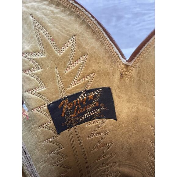 Vintage Tony Lama Men's Brown Leather Sz 9 Pull On Riding Cowboy Western Boot - Picture 12 of 16